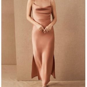 BHLDN Cali Satin Charmeuse Midi Dress in the color “Sedona”